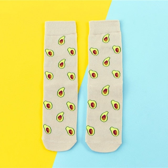 Chaussettes donuts Femmes Dessin : Fruit / Banane / Avocat / Citron / Oeuf / Cookie
