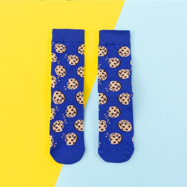 Chaussettes donuts Femmes Dessin : Fruit / Banane / Avocat / Citron / Oeuf / Cookie