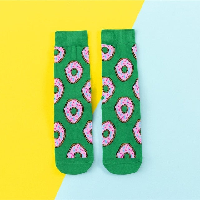 Chaussettes donuts Femmes Dessin : Fruit / Banane / Avocat / Citron / Oeuf / Cookie