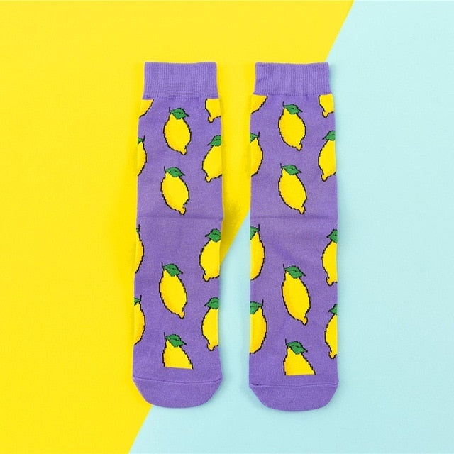 Chaussettes donuts Femmes Dessin : Fruit / Banane / Avocat / Citron / Oeuf / Cookie