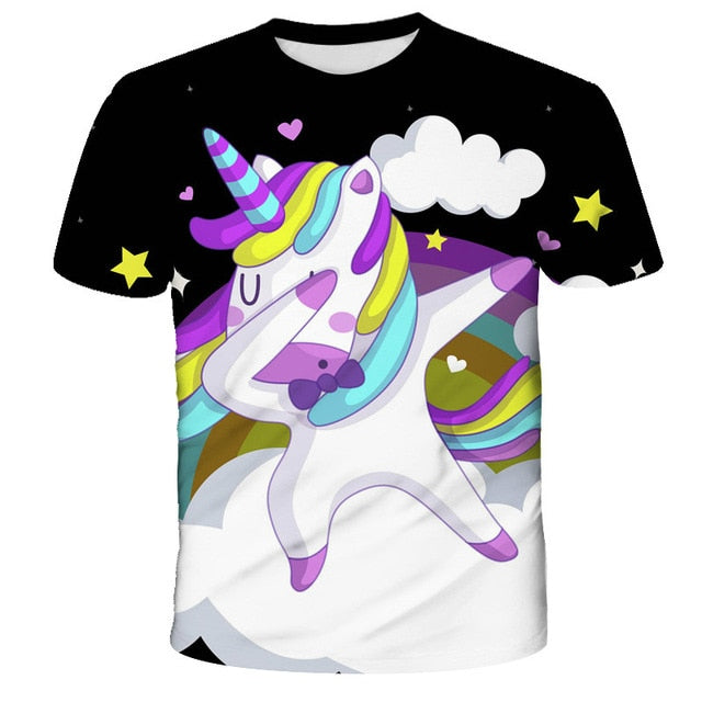 3D Girls Unicorn T-shirt Kids Clothes Donut Unicorn T-shirts for Kids Summer Kids Tops Suit Birthday Gift for Children Clothing