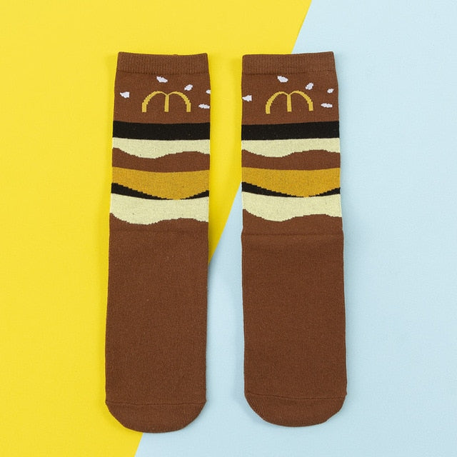 Chaussettes donuts colorées pour femmes Fruit / Banane / Avocat / Citron / Oeuf / Cookie