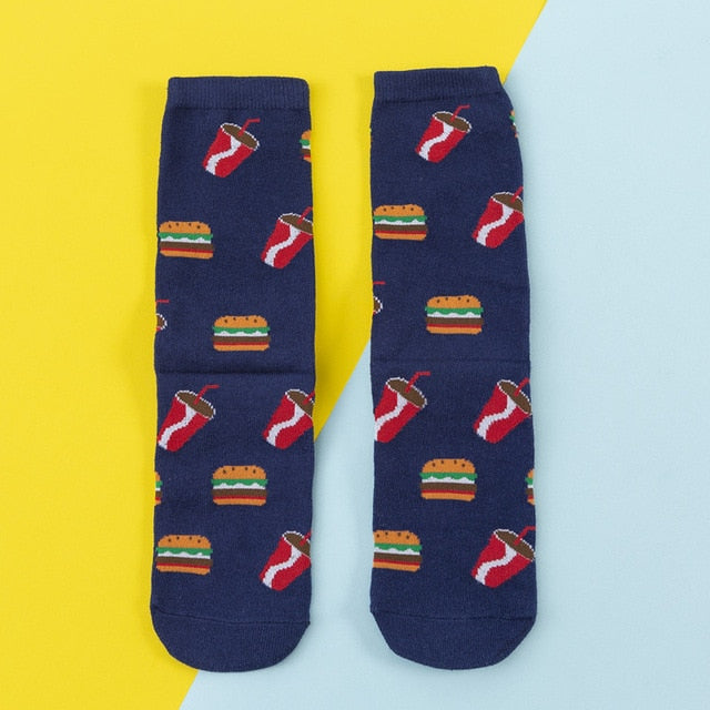 Chaussettes donuts colorées pour femmes Fruit / Banane / Avocat / Citron / Oeuf / Cookie