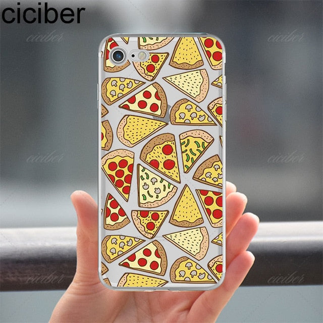 Coque téléphone Frites Donuts Pizza Food étui souple TPU Pour iPhone 11 Pro Max 6 6S 7 8 plus 5 5S SE XR X XS Max