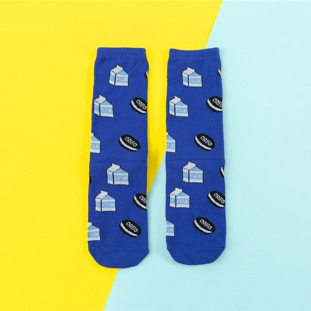 Chaussettes donuts Femmes Dessin : Fruit / Banane / Avocat / Citron / Oeuf  / Cookie