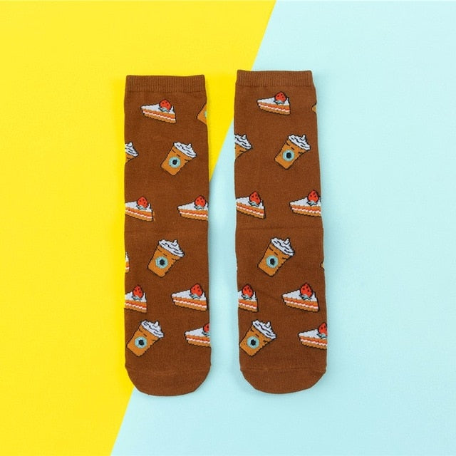 Chaussettes donuts Femmes Dessin : Fruit / Banane / Avocat / Citron / Oeuf  / Cookie