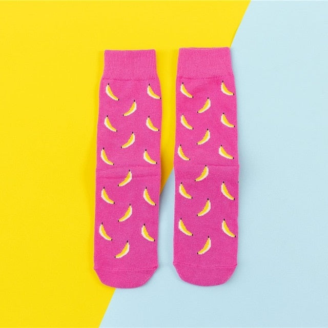 Chaussettes donuts Femmes Dessin : Fruit / Banane / Avocat / Citron / Oeuf  / Cookie
