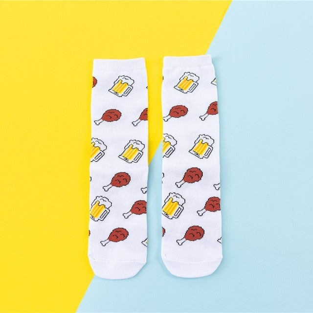 Chaussettes donuts Femmes Dessin : Fruit / Banane / Avocat / Citron / Oeuf  / Cookie