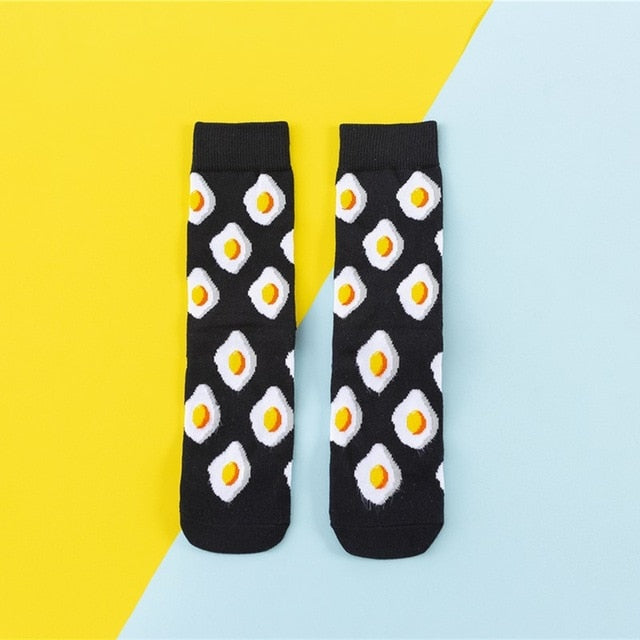 Chaussettes donuts Femmes Dessin : Fruit / Banane / Avocat / Citron / Oeuf  / Cookie
