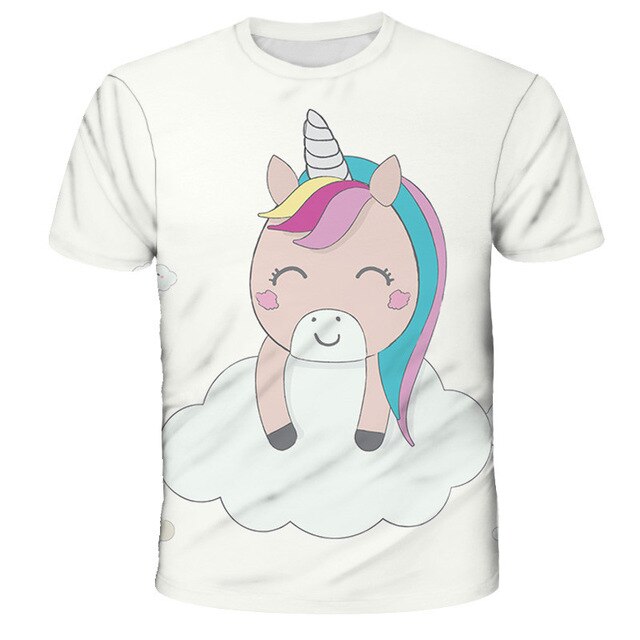 3D Girls Unicorn T-shirt Kids Clothes Donut Unicorn T-shirts for Kids Summer Kids Tops Suit Birthday Gift for Children Clothing