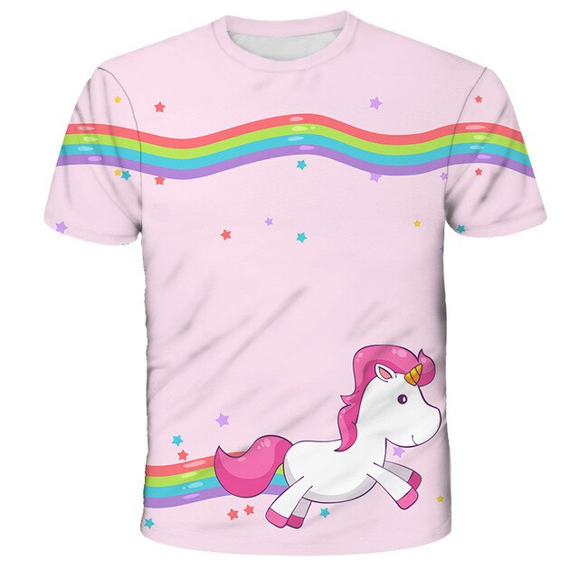 3D Girls Unicorn T-shirt Kids Clothes Donut Unicorn T-shirts for Kids Summer Kids Tops Suit Birthday Gift for Children Clothing