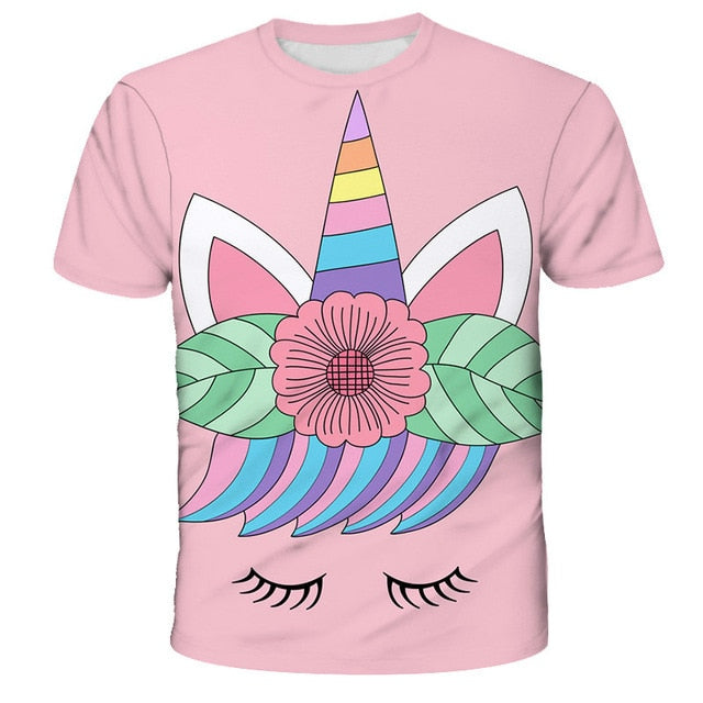 3D Girls Unicorn T-shirt Kids Clothes Donut Unicorn T-shirts for Kids Summer Kids Tops Suit Birthday Gift for Children Clothing