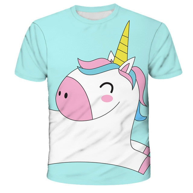 3D Girls Unicorn T-shirt Kids Clothes Donut Unicorn T-shirts for Kids Summer Kids Tops Suit Birthday Gift for Children Clothing