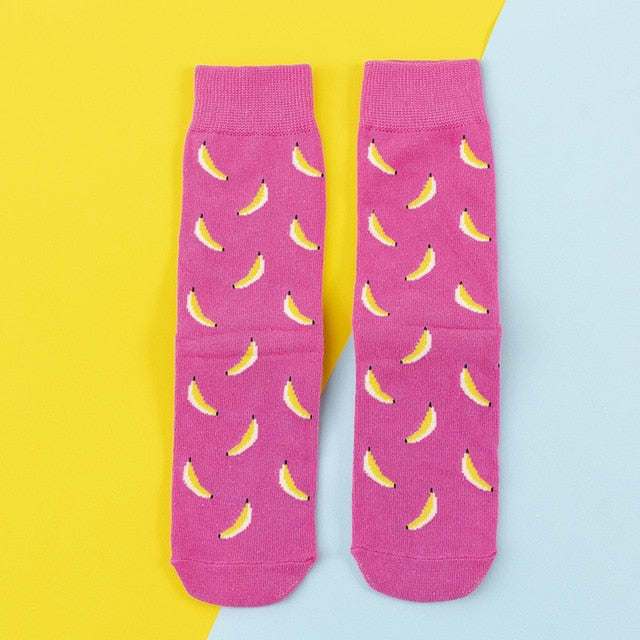 Chaussettes donuts colorées pour femmes Fruit / Banane / Avocat / Citron / Oeuf  / Cookie