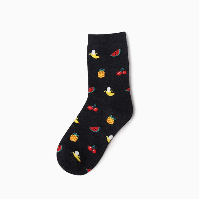 Chaussettes donuts colorées pour femmes Fruit / Banane / Avocat / Citron / Oeuf  / Cookie