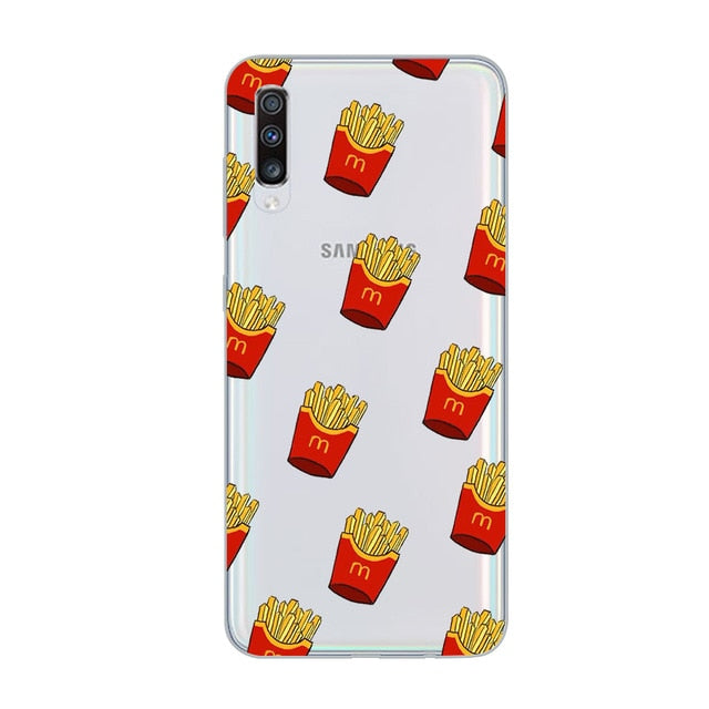 Coque smartphone donuts/chocolat/pizza pour Samsung Galaxy A51 S20 A71 A50 A70 A80 A90 A40 A30 A20 A60 A10 A20e